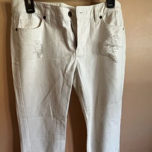 Michael Kors distressed white boyfriend jeans